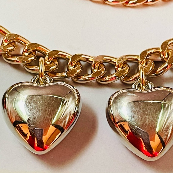 Urban Outfitters heart charm layering necklaces. 3 gold tone chains. Statement - Picture 4 of 5